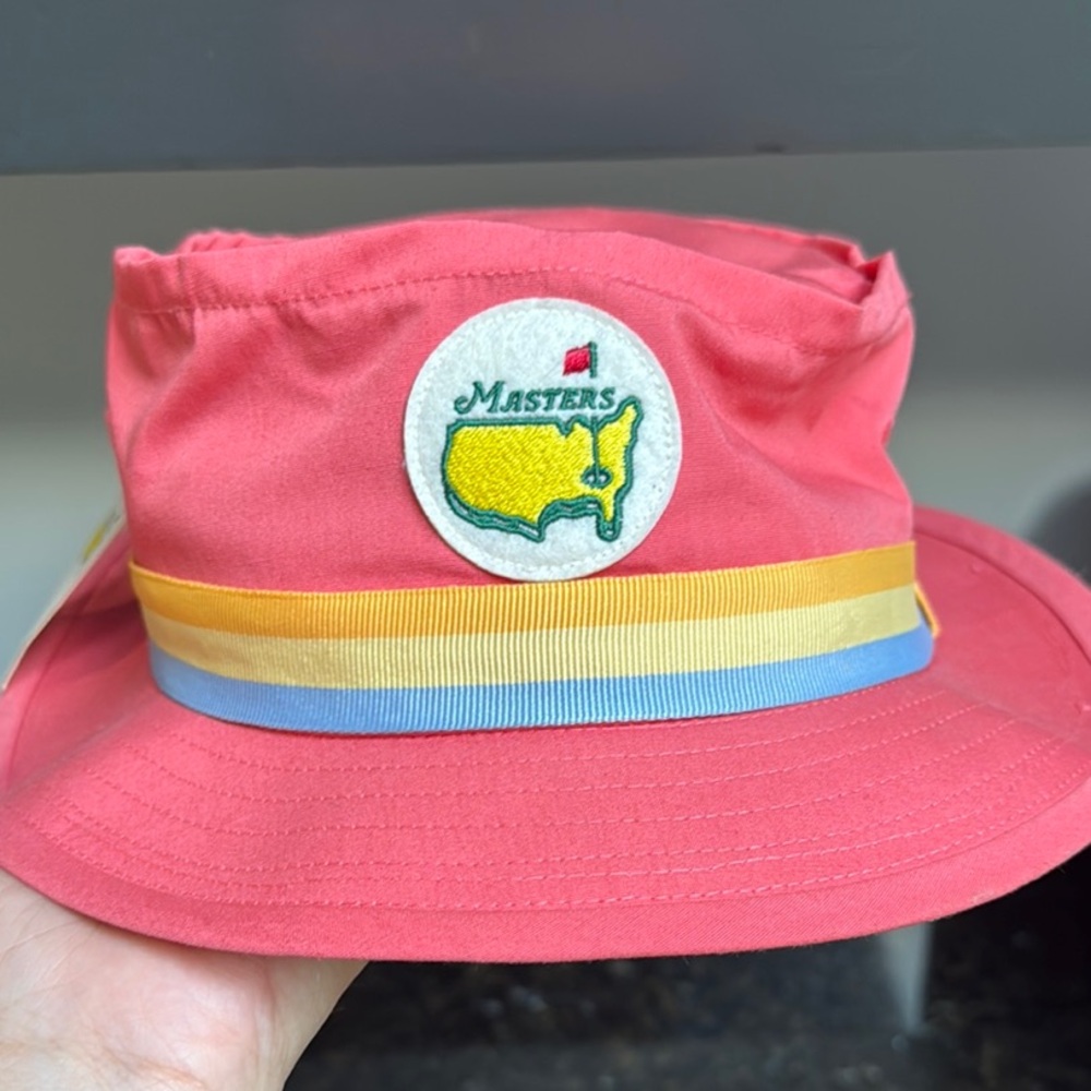 Masters Pink Bucket Hat with Yellow and Blue Band